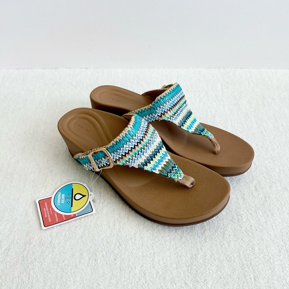 Aetrex Kate Wedge Thong Sandals Water Friendly Size 8.5 NWT